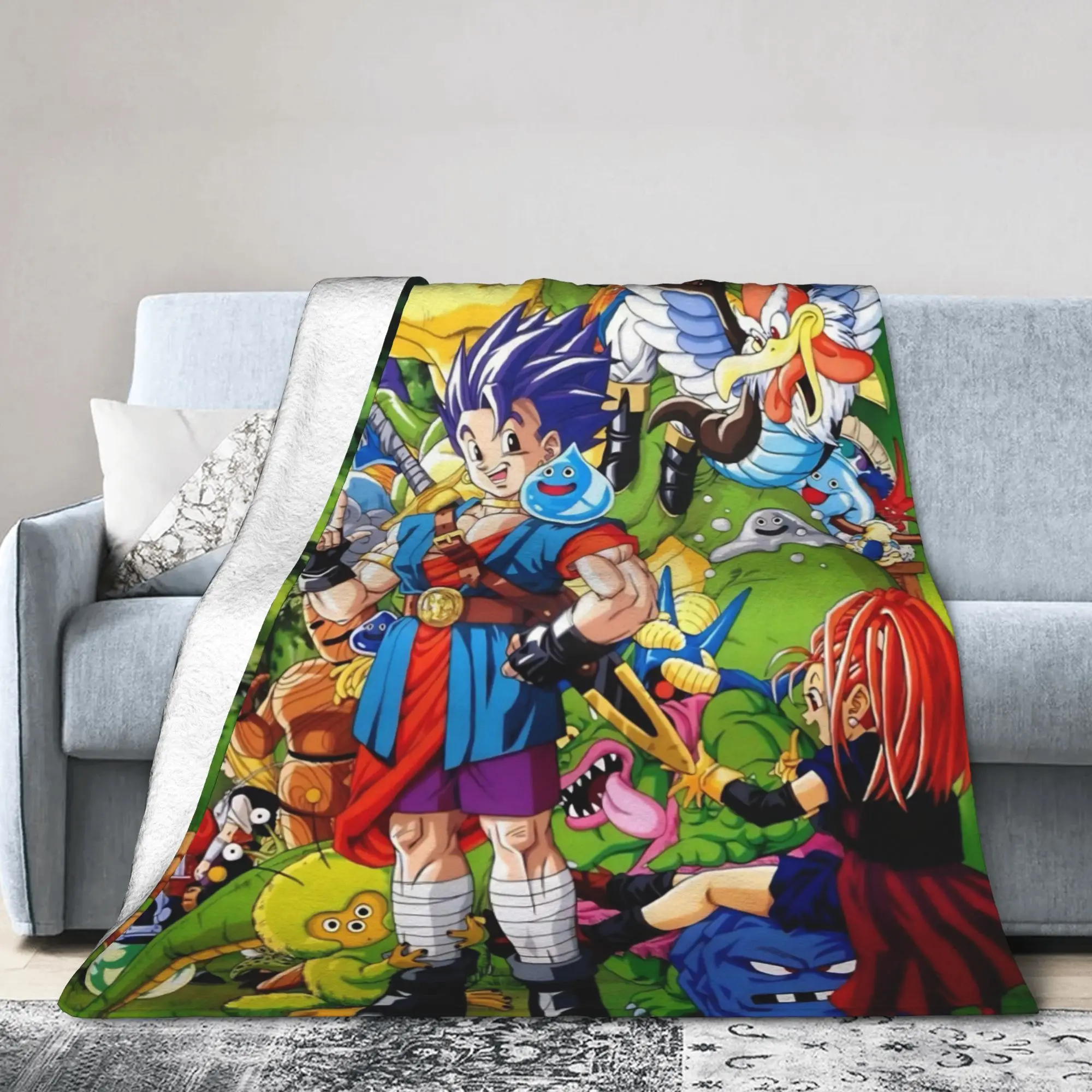 Dragons Quests Game Blanket Cover Anlace Hero Erdrick Slime Fleece Throw Blanket Bedding Couch Printed Lightweight Bedspread