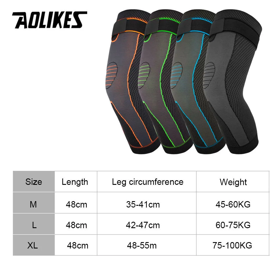 AOLIKES 1PCS Sports Knee Brace Long Sleeve Cycling Running Workout Gym Sports Knee Pad Fitness Compression Knee Support