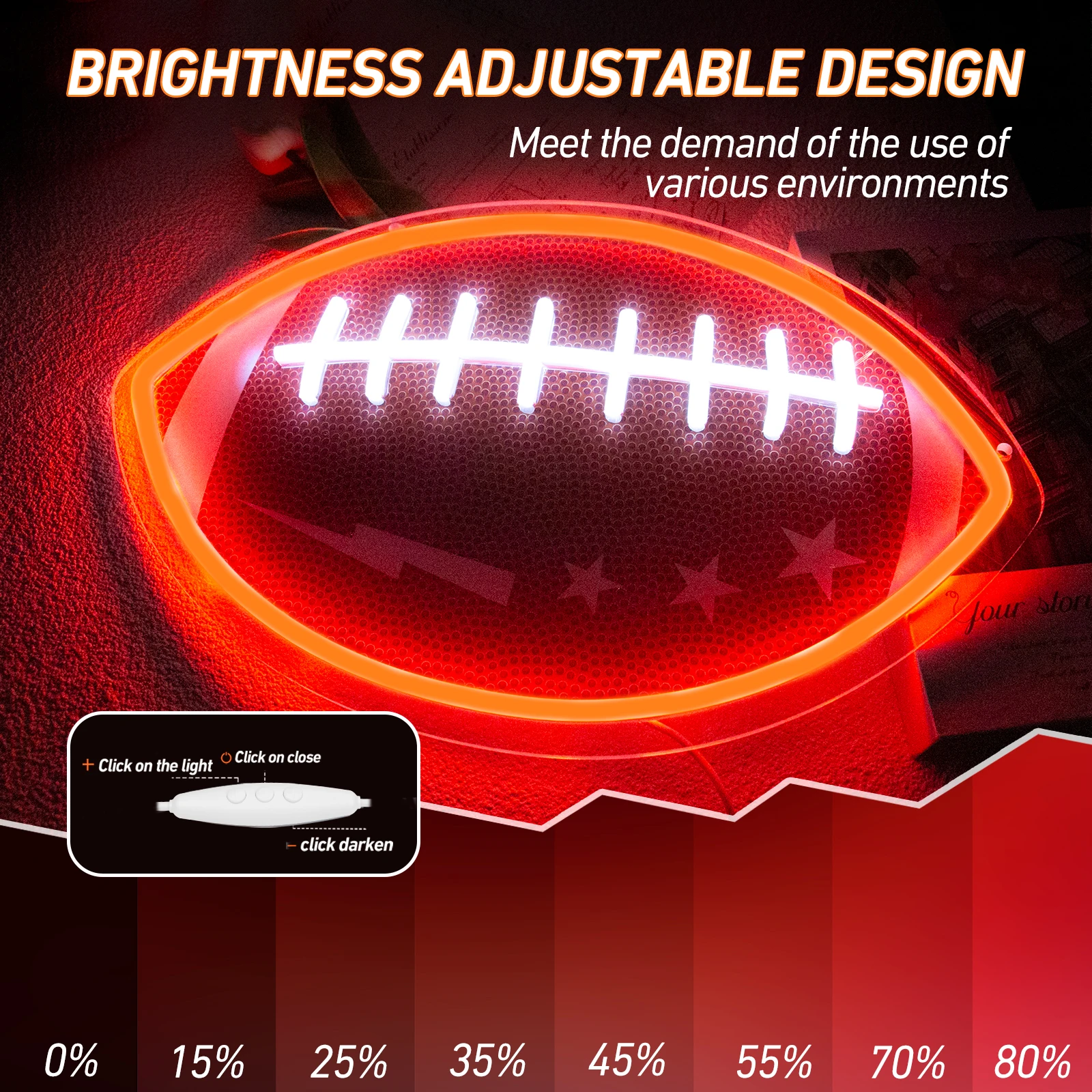 Rugby LED Neon Sign Football Shape Neon Signs for Wall Decor Neon Led Sign Light Up Sign Neon Signs for Kids Teen Boys Room