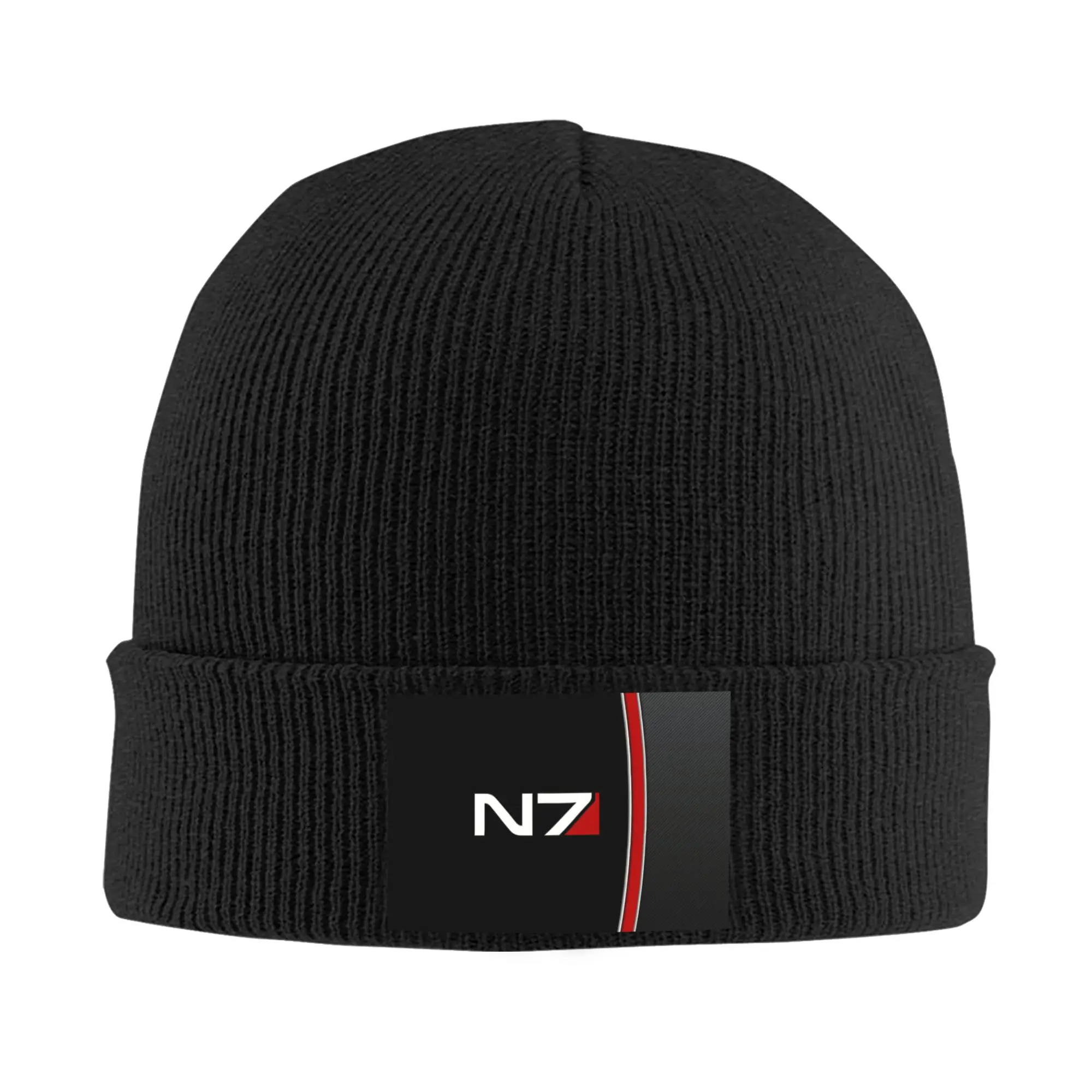 Custom N7 Mass Effect  Beanie Cap Unisex Winter Warm Bonnet Femme Knitted Hat Cool Outdoor Play Gaming Skullies Beanies Cap