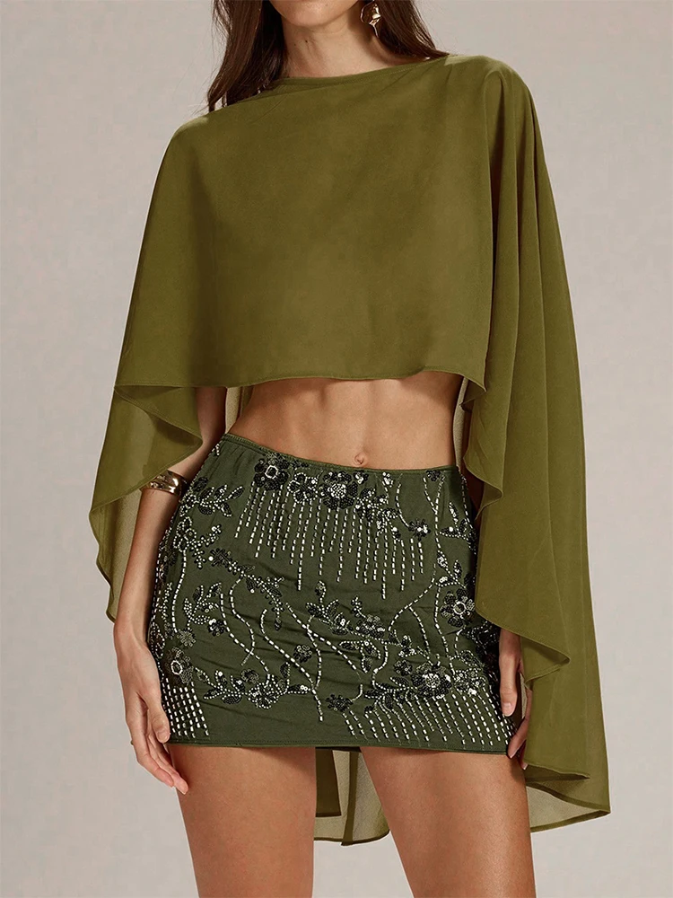 

New Women Top Sheer Ponchos Fashion See Through Boat Neck Irregular High Low Cover Up Tops Mesh Beach Cover Ups Lady Streetwear
