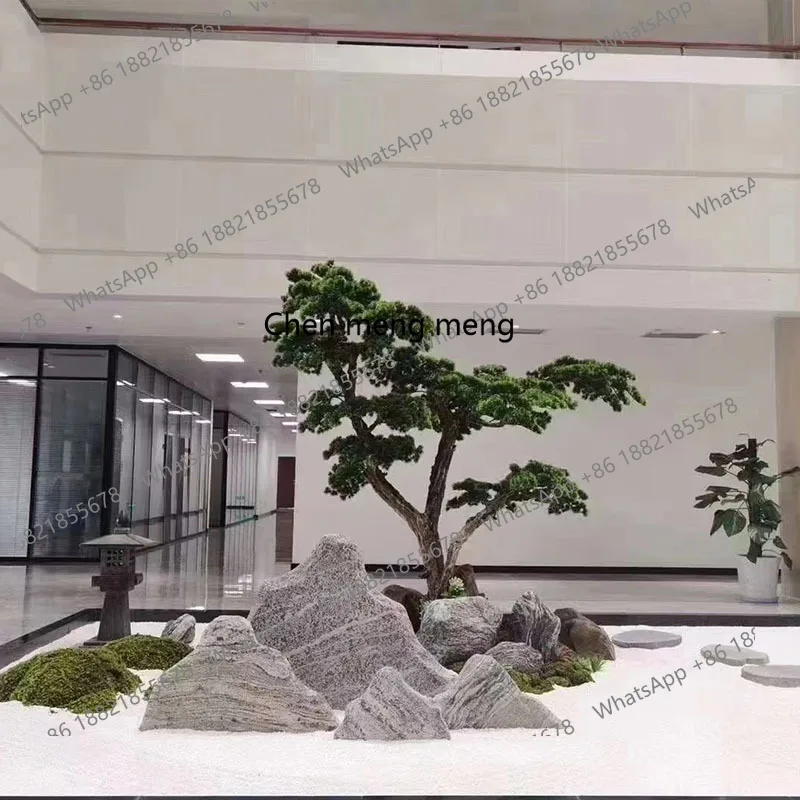 

Natural snow wave stone welcome pine, landscaping with indoor pine tree dry landscape landscape stone decoration