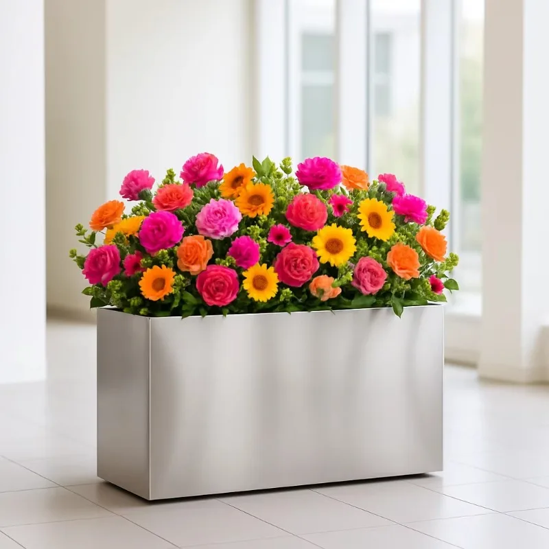 

Custom OEM Manufacture Big Rectangle Stainless Steel Flower Planters/pot Metal Planters