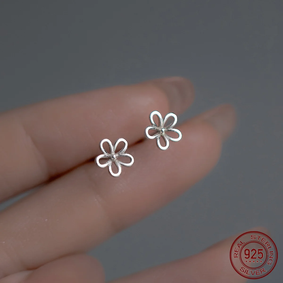 La Monada 925 Sterling Silver Stud Earrings For Women Silver 925 Five Petal Hollow Flower Women Earrings Jewelry Stud Earrings