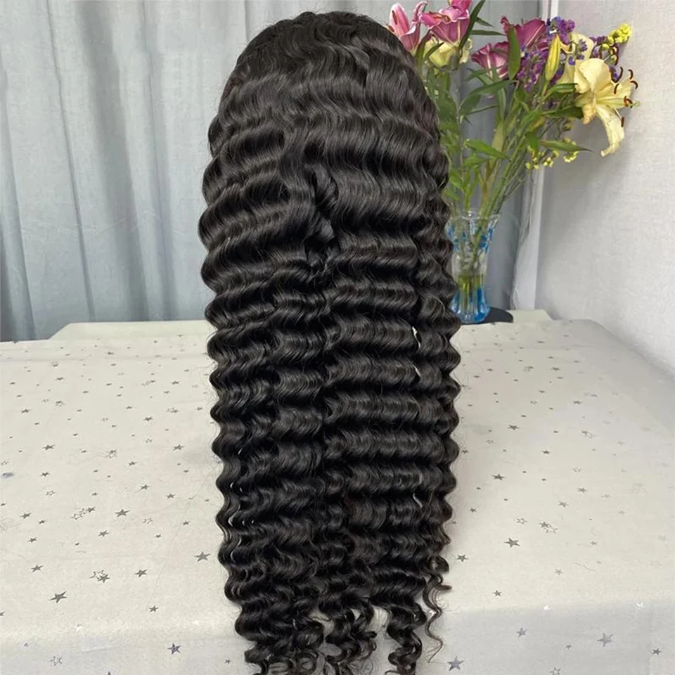 Deep Wave Headband Wigs Human Hair Pull Go Glueless Wig Half Wigs Full Machine Made Deep Curly Headband Wig 180%