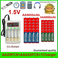 NEW 1.5V AA9800mAh+AAA8800mAh+charger 1.5V, Rechargeable Nickel Hydrogen Battery, Used for Electronic Toys,  Camera Batteries