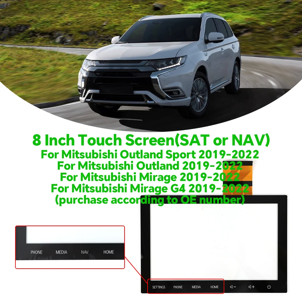 New 8 Inch 80 Pins Glass Touch Screen Panel Digitizer Lens For Mitsubishi Outlander 2019 2020 2021 2022 Car Radio DVD Parts