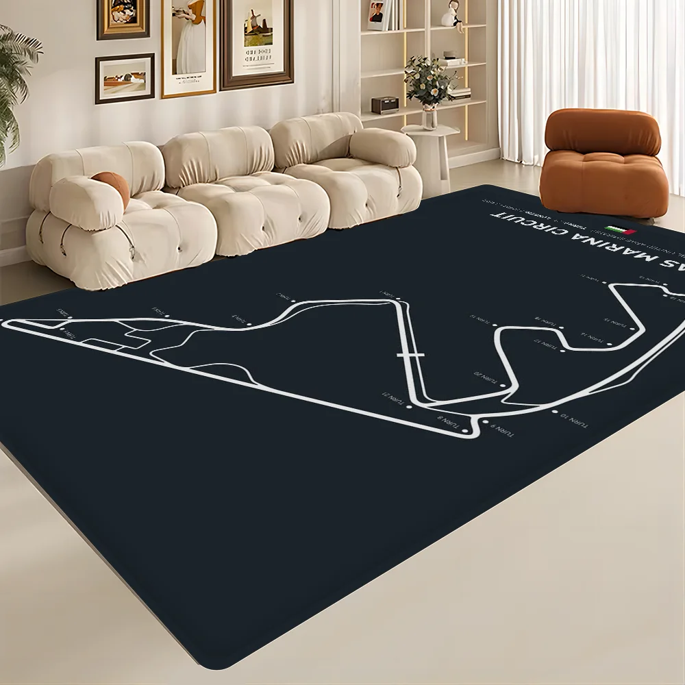 F1 Circuit Bathroom Mat Non-Slip Laundry Room Mat Laundry Decor Balcony Child Living Room Toilet Rug