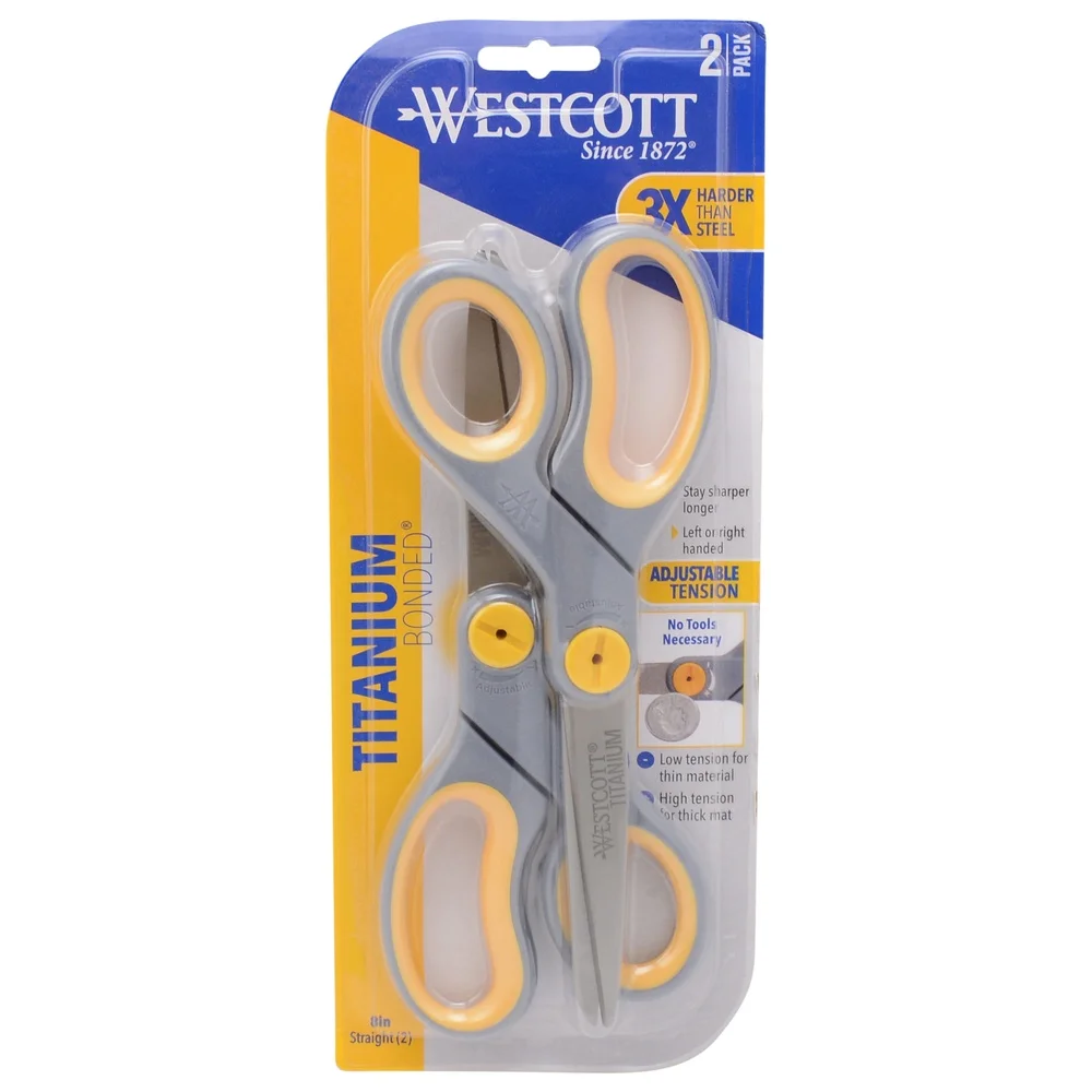 チタン結合調整可能なグライドはさみ 8 インチ人間工学に基づいたハンドルオフィス 2 パック高耐久切削工具ホームスクールアート