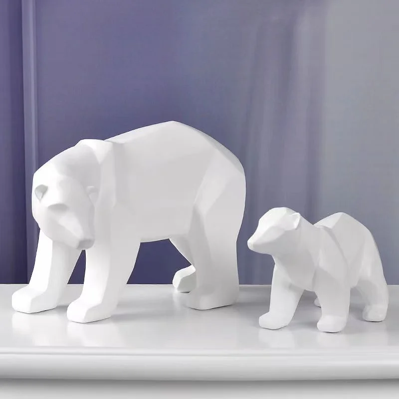 Home Decor Creative Geometric Resin Polar Bear Statue Fashion Desktop Ornament Modern Abstract Animals Interior Decorating Gift