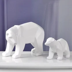 Home Decor Creative Geometric Resin Polar Bear Statue Fashion Desktop Ornament Modern Abstract Animals Interior Decorating Gift