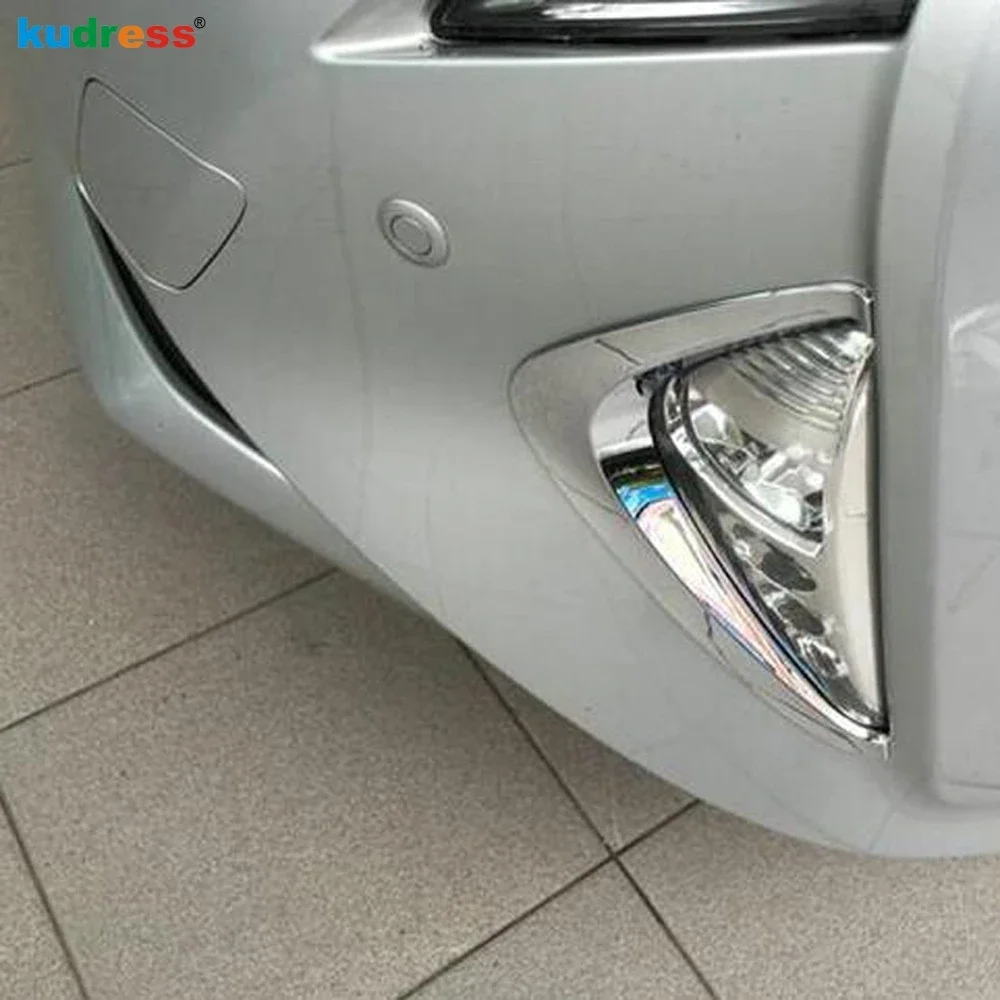 For Toyota Prius 2016 2017 2018 Chrome Front Fog Light Lamp Eyelid Cover Trim Foglight Eyebrow Frame Trims Car Accessories