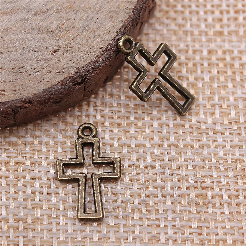 

40 шт., 17x11 мм (0,67x0,43 дюйма), 2 цвета: античная бронза, античное серебро, подвески-крестики, аксессуары для ювелирных изделий