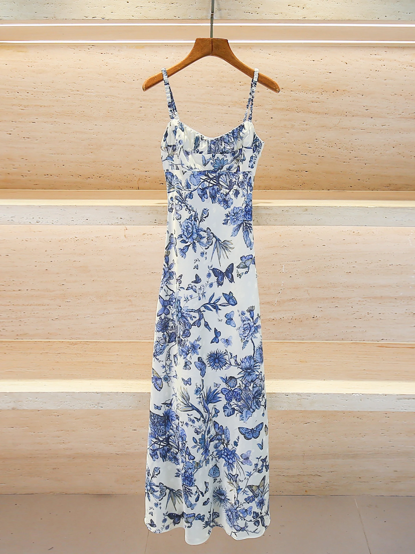 

Ele Summer Long Strapl Dr Print Chinoiserie Sle High Waist Midi Dr for Young Profional Women