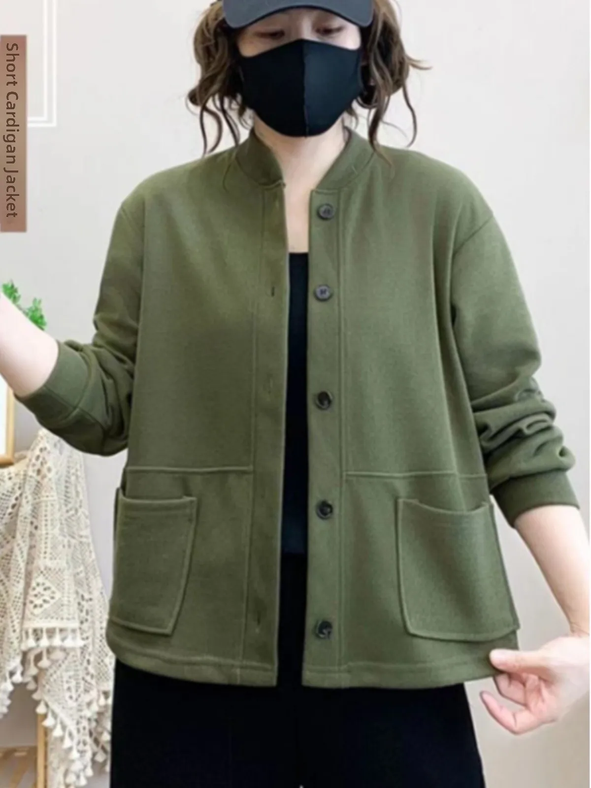 

Women's Spring Autumn Fashion Loose Open Cardigan Sweatshirt Baseball Style Casual Mom Clothes plus Size Cotton Coat