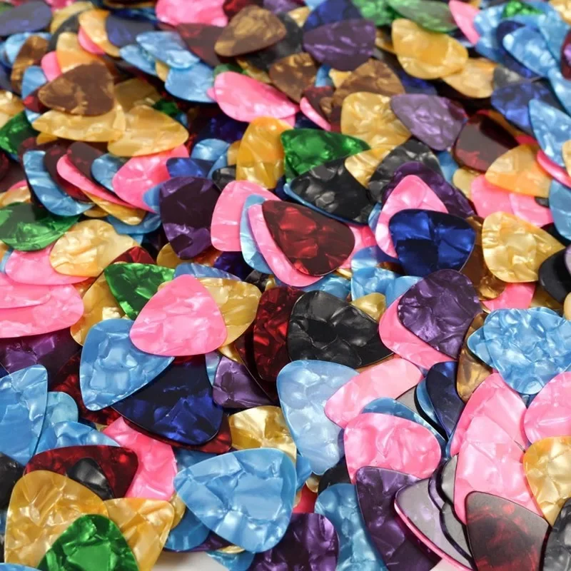 10 Teile/satz 0,71mm Dicke Holz Gitarre Ukulele Dreieck Bunte Picks Kit für Akustische Elektrische Bass Plektrum Mediator