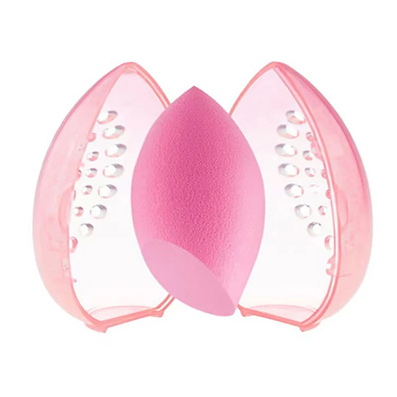 Cosmetics Puff Holder Stand Makeup Sponge Box Egg Shape Box Plastic Portable Breathable Empty Storage Display Organizer Rack