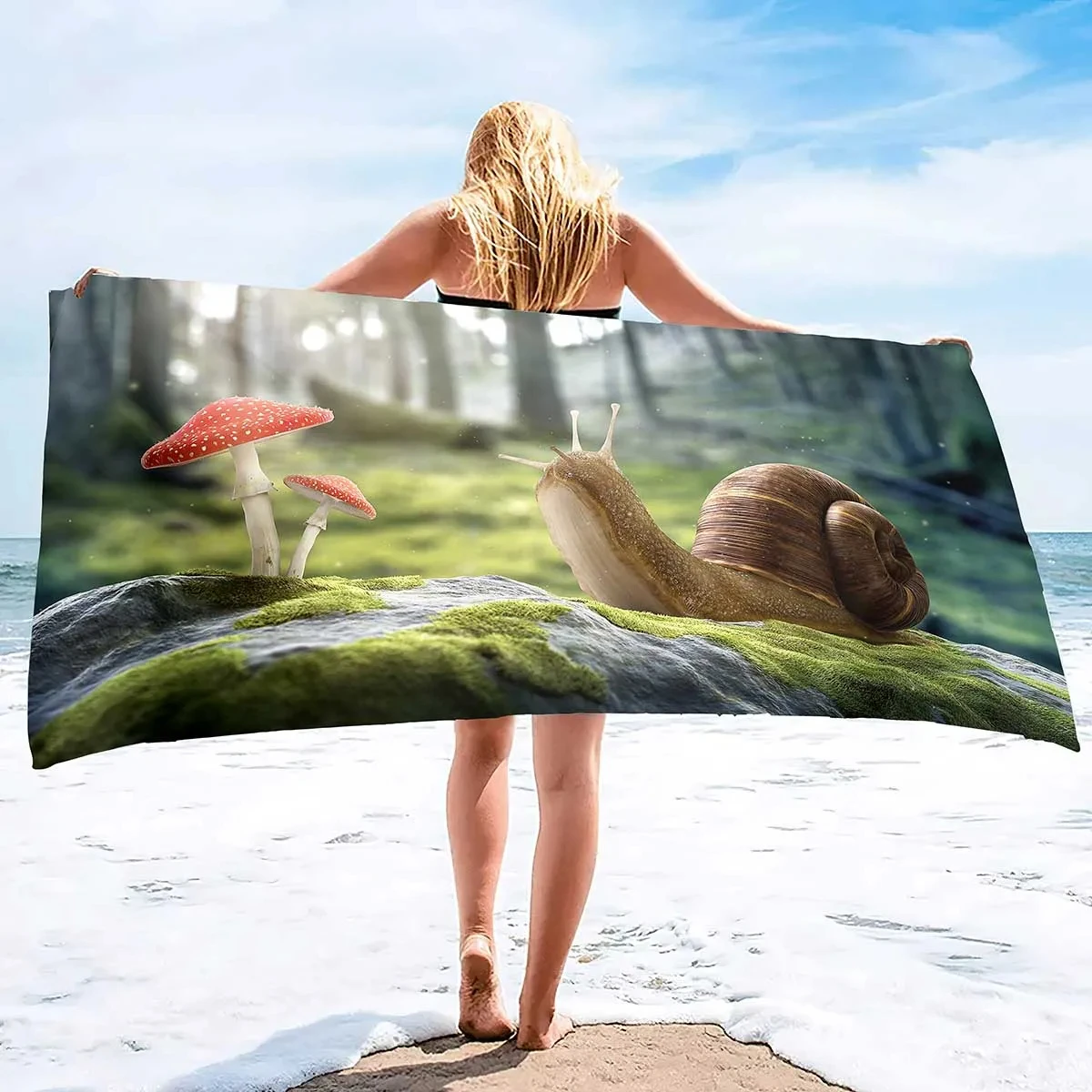 Snail Beach Towel Microfiber Bathroom Kitchen Hand Towels for Sport Yoga Pool Gym Quick Dry Bath Towel Sand Free Swimming Cover