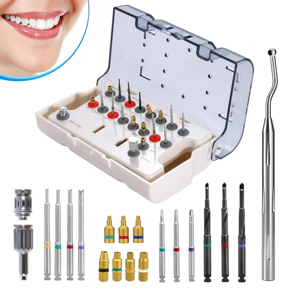 Dental Implant Removal Kit Broken Screw Remover Kit 19pcs Drivers Surgical Claw Remover Reverse Drill Guide Set Dentistry Tools