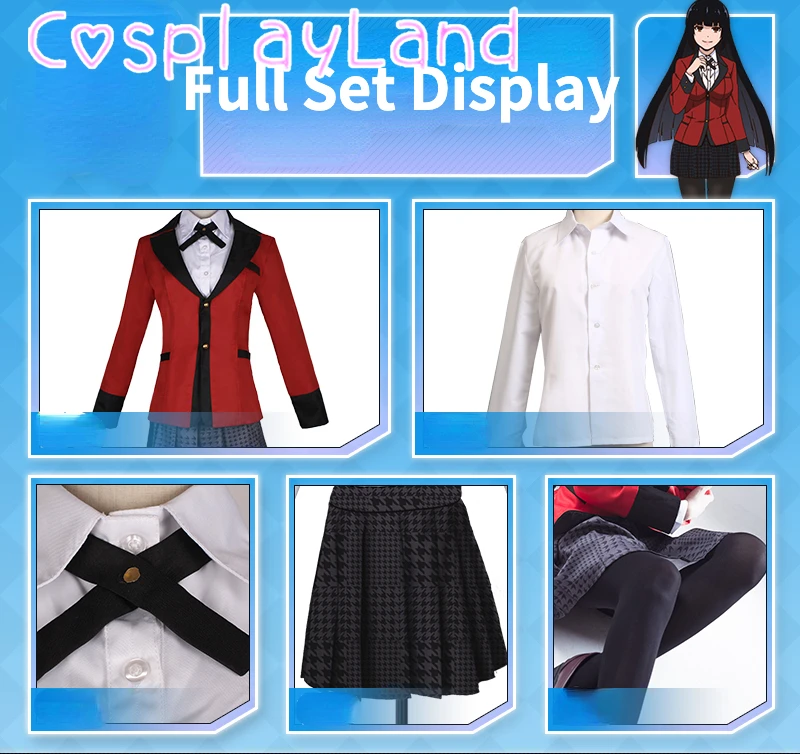 Kakegurui Jabami Yumeko Cosplay Kostuum Halloween Sayaka Compulsieve Gokker Anime School Meisje Plooirok Uniform Volledige Set