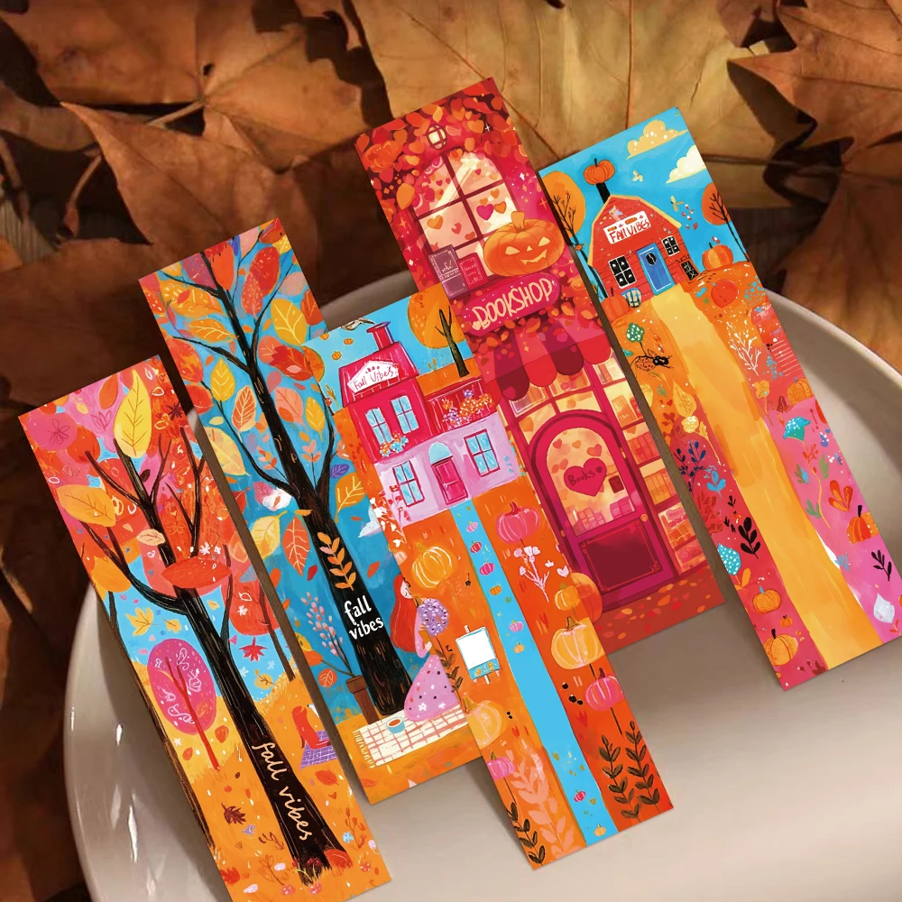 30PCS Fall Bookmarks Falling Leaves Harvest Decorations Students Office Supplies Books Book Pages Labeling Card Decorations DIY