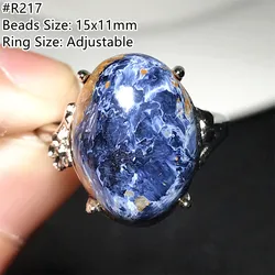 Natural Blue Pietersite Ring Silver Sterling Jewelry For Women Men Gift Crystal Beads Namibia Energy Stone Adjustable Ring AAAAA