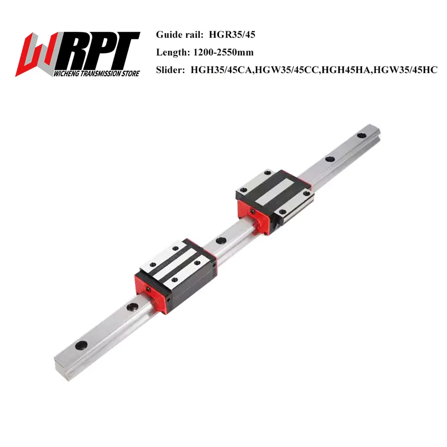 1PC HGR35 HGR45 Square Linear Guide Length 150-1150mm+2PCS HGH35/45CA HGW45CC HGH35/45HA HGW35/45HC Slider Carriages