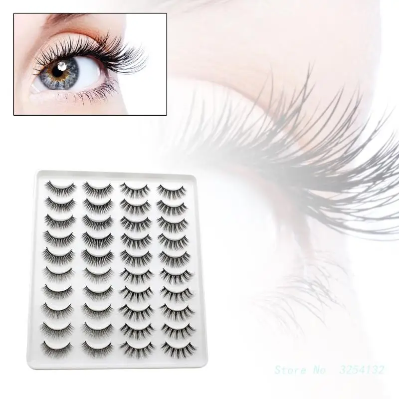 Faux cils 3D épais et fins, 20 paires, look œil de chat, 4 styles mélangés