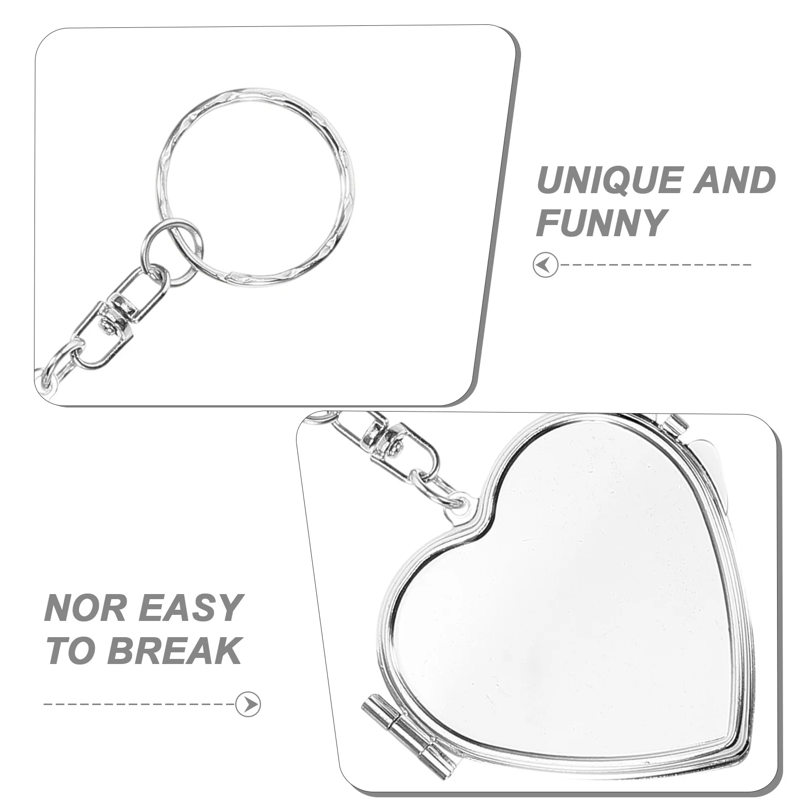 

4Pcs Metal Mini Folding Mirror Keychain Compact Pocket Mirror Pendant Creative Shape Keyring Supplies Gift