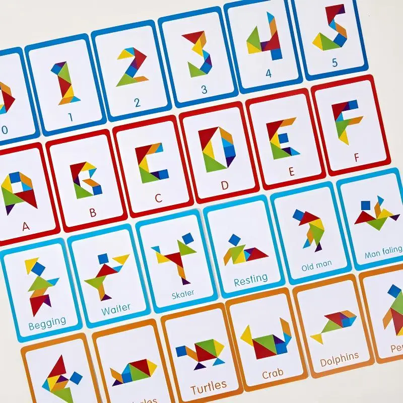 The Seven-Piece Puzzle Game Features 50 Double-Sided Cards to Help Develop Hand-Eye Coordination and Cognitive Skills.