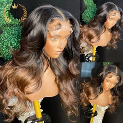 Topnormantic Ombre Brown Color 13x6 Lace Front Wigs for Women Remy Brazilian Human Hair Body Wave Wig Preplucked Hairline