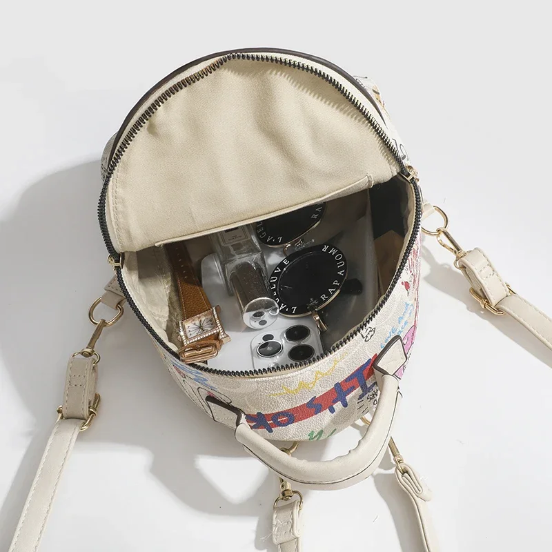 2024 new trendy summer foreign style small backpack graffiti bear backpack small backpack women\'s bag tide Backpacks woman