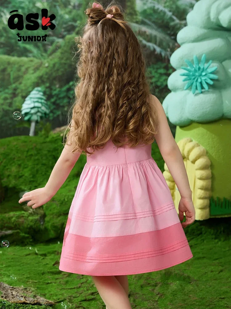 فستان صيفي للأميرة بحمالات متطابقة الألوان للفتيات الصغيرات من ASK #2