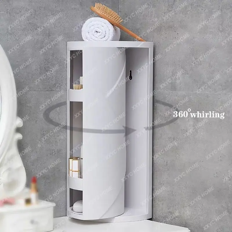 

360-Degree Rotating Wall-Mounted Shelf Shampoo Cosmetics Kitchen Household Bathroom Storage Accessories