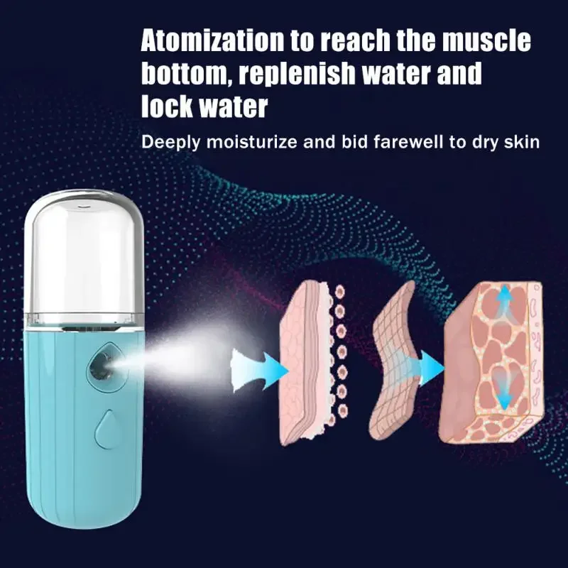 미니 나노 미스트 분무기, 얼굴 스티머, USB 충전식, 얼굴 보습 분무기, 미용 스킨 케어 도구, 공기