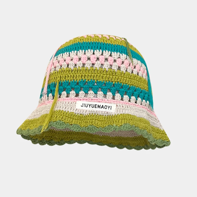 2025 herbst Neue Häkeln Koreanische Handgemachte Eimer Hut Frauen Weben Gestrickte Hut Y2k Mode Blumen Herbst Winter Mützen Becken Kappe – Detail 12
