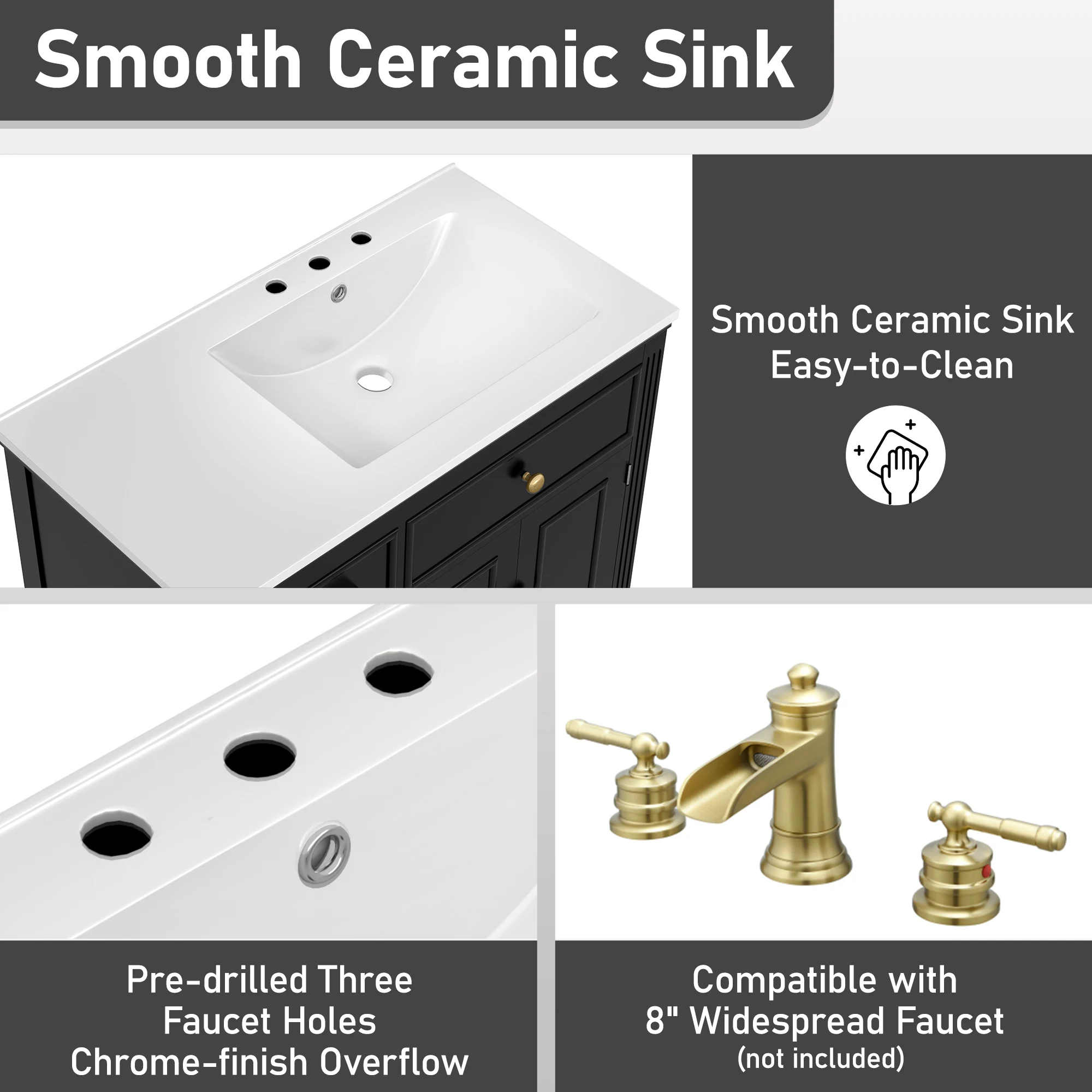 SH.KL 36 "الزينة في الحمام مع حوض السيراميك وأدراج جانبية للدرج، وخزانة الحمام، وأثاث الحمام #5