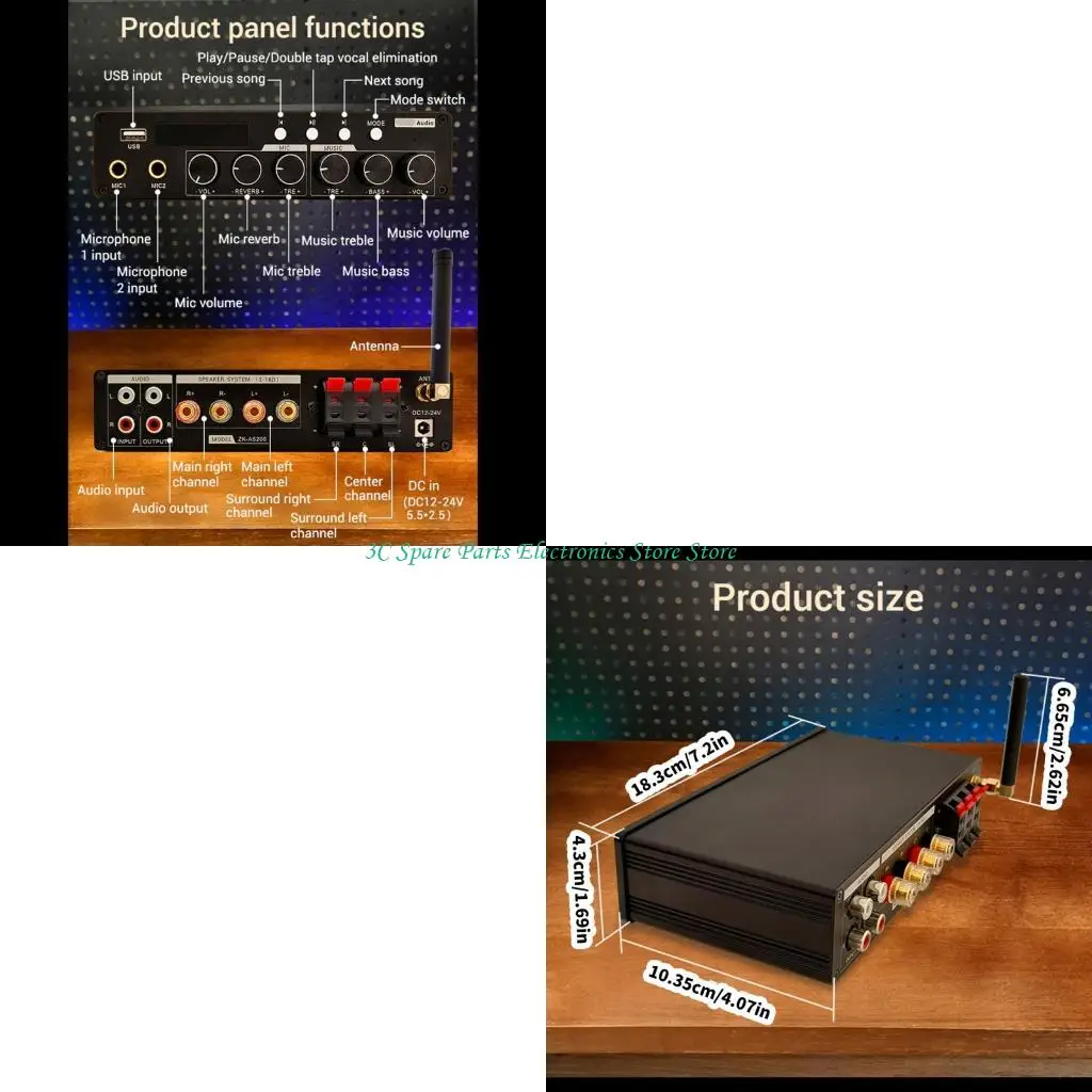 

SZ Sound Bluetooth-compatible Sound Power Amplifier 2.0/5.0/5.1 Channel Digital Sound Amplifier Wireless Receiver for Speaker