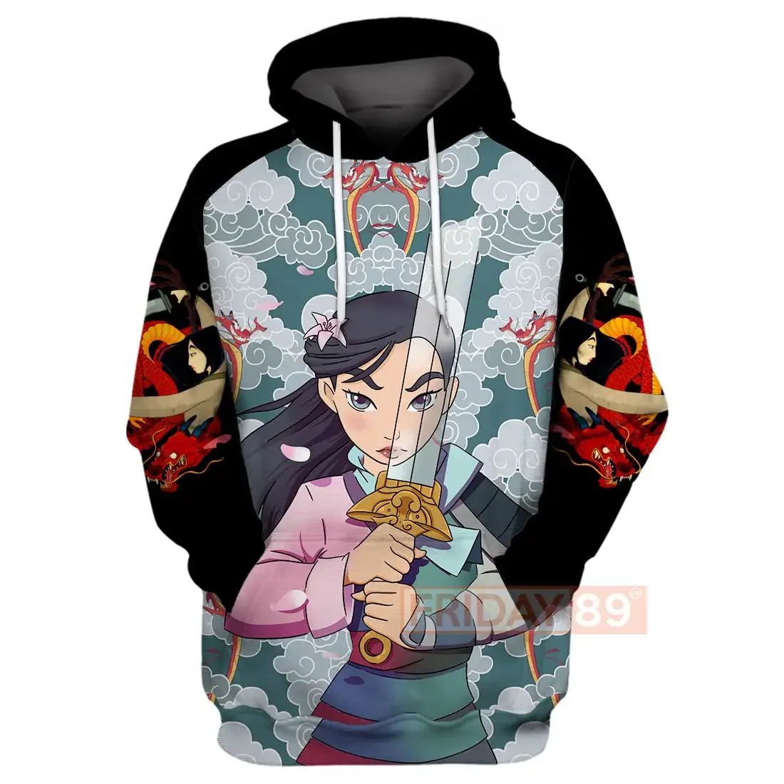 2024 Disney Princess Mulan bluza z kapturem 3d męska damska bluza z kapturem 3d Harajuku Streetwear kreskówka bluza z kapturem na zamek