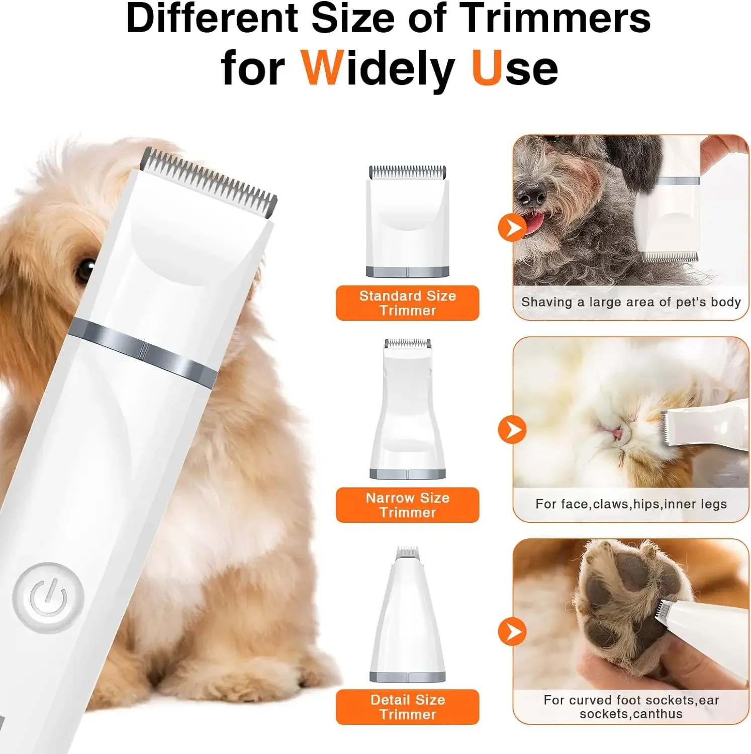 4 in 1 Pet Grooming Kit,Quiet Cordless Dog Clippers,Low-Noise Paw Trimmer,Cat Shaver&Nail Grinder,Ideal for Dogs,Cats Other Pets