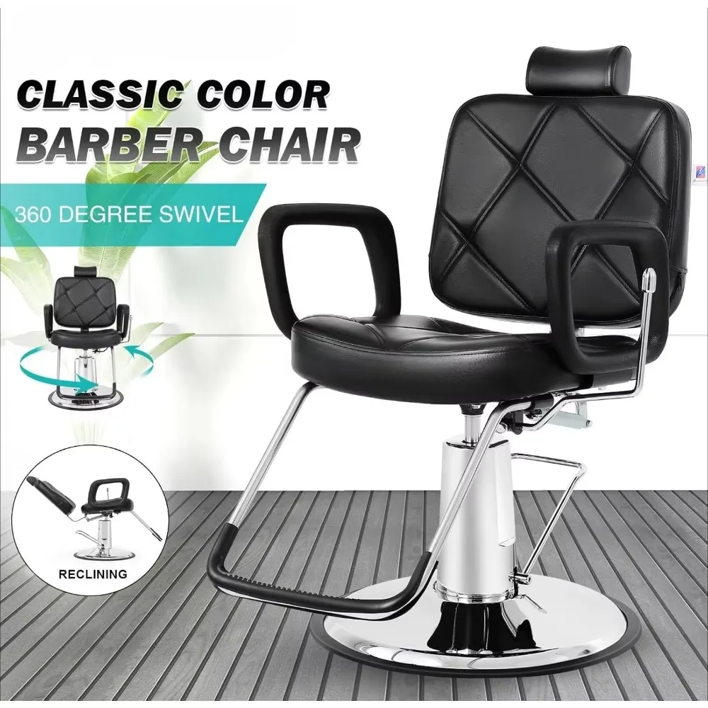 Hydraulic Recline Barber Chair Salon Chair for Hair Stylist Heavy Duty Tattoo Chair Shampoo Beauty Salon Equipment Left Handed