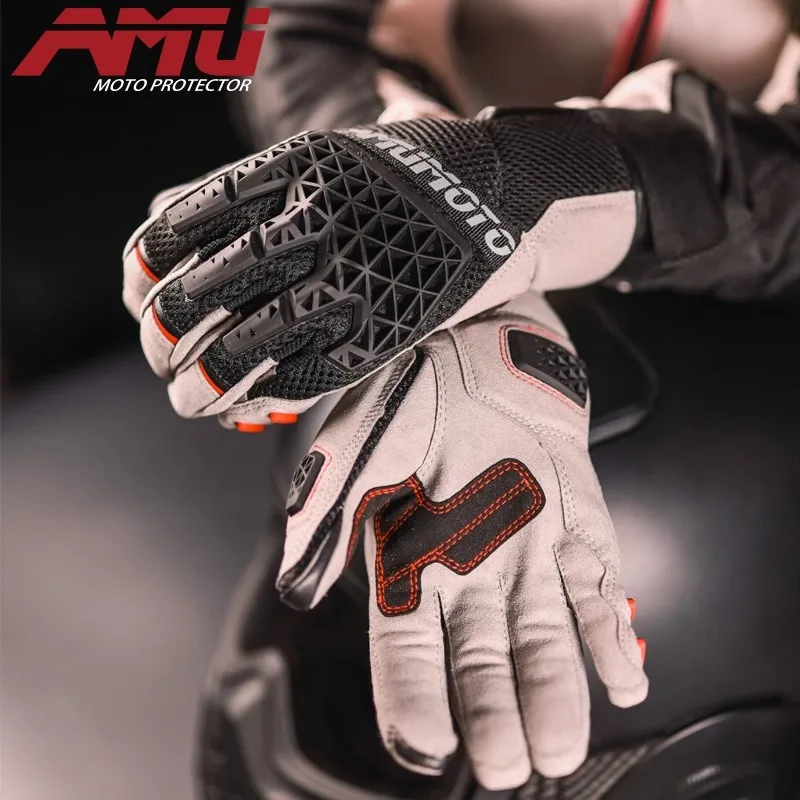 AMU Motorcycle Gloves Summer Half Finger Male Motorcycle Full Finger Gloves Fall Proof Breathable Four Seasons Riding Equipment