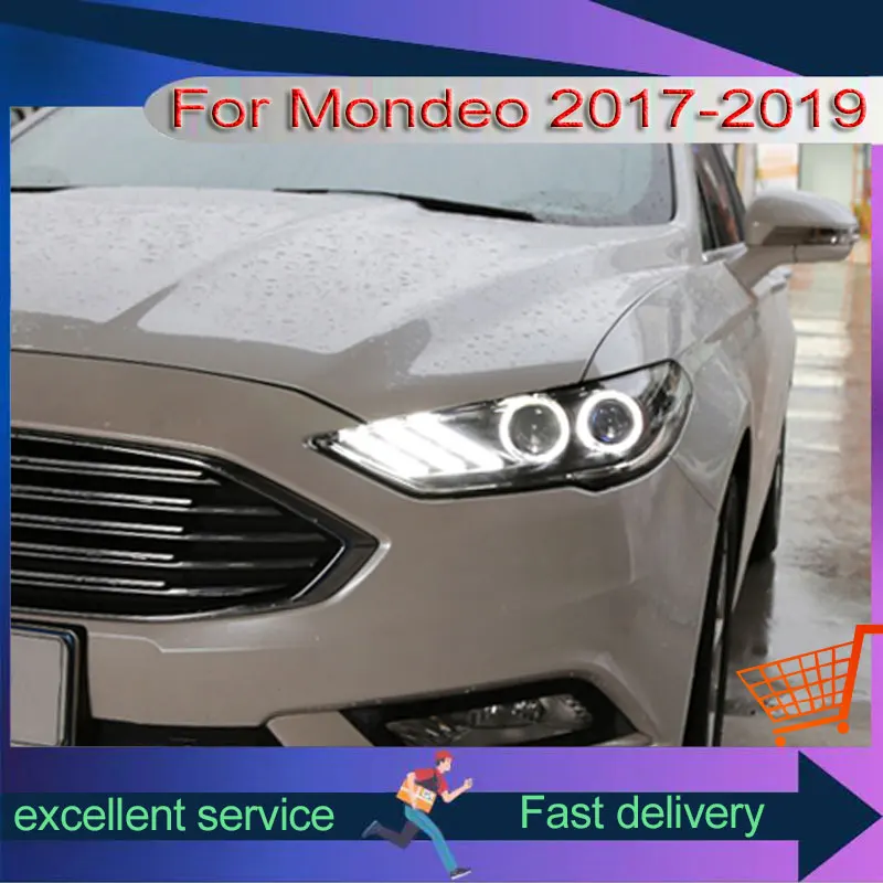 

Car Front Lamp For Ford New Mondeo 2017-2019 Modified Automobile Assembly LED DRL Dynamic Turn Signal Projection Lens Headlights