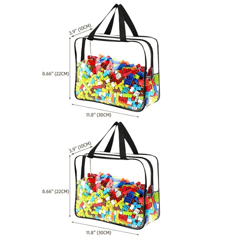 Waterdichte speelgoedopbergtas met ritssluiting, transparant PVC-reisetui voor puzzels op zandstrand, cosmetische toilettas-organizer