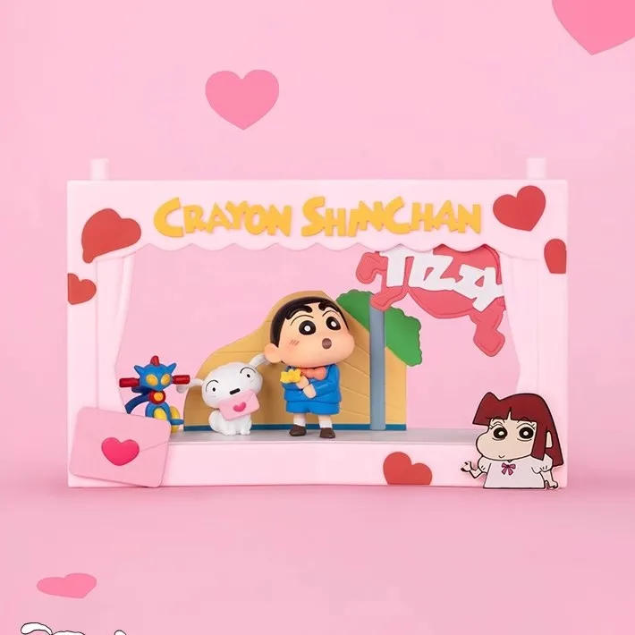 Popmart Crayon Shin Chan Life serie de teatro escenas serie escenas caja ciega exhibición de habitación Shin Chan figuras de Anime chica juguete para regalo