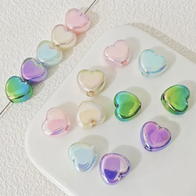 Kawaii Two-Tone Love Heart Beads For Jewelry Making Earrings Bracelet Necklace Phone Chain Hairware Accessories DIY Decorations