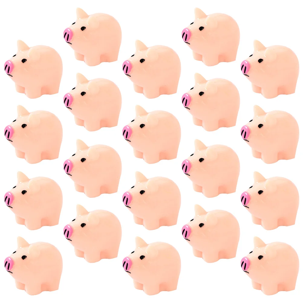 

20pcs Mini Resin Piggy Figurines Small Animal Model nament Desktop Decor Handmade Accessories for Garden Yard Car Landscape