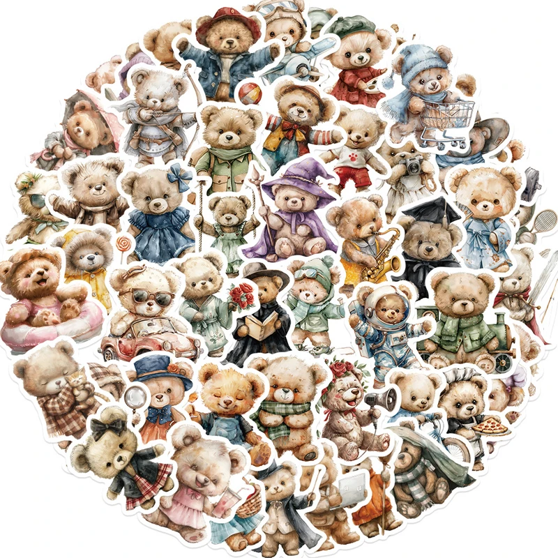 55 pezzi di adesivi per orsacchiotti carini che decorano giocattoli classici per bambini valigia custodia per cellulare adesivi impermeabili per laptop