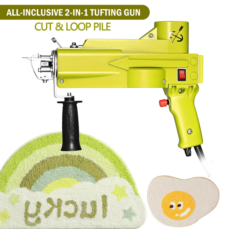 

Electric Carpet Tufting Gun, 2 in 1, Both Cut Pile and Loop Pile, Hand Gun, Weaving, Flocking Machines, Upgrade