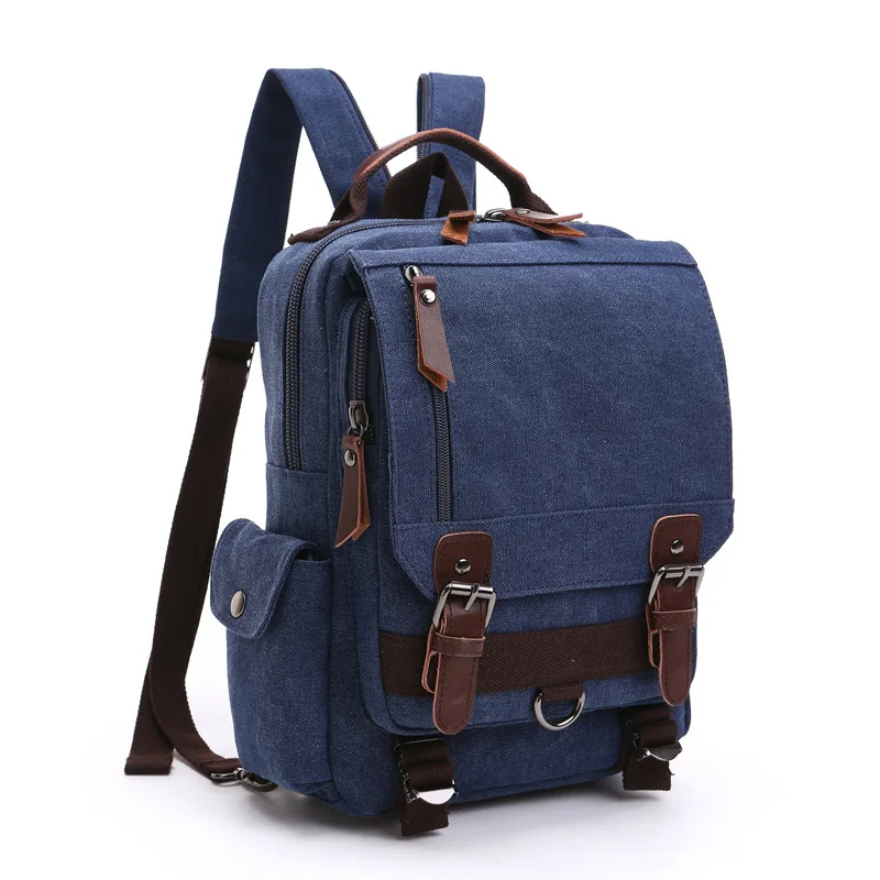 Small Canvas Backpack Multifunctional Travel Shoulder Bag for Men And Women with Laptop Compartment School Daypack Rucksack